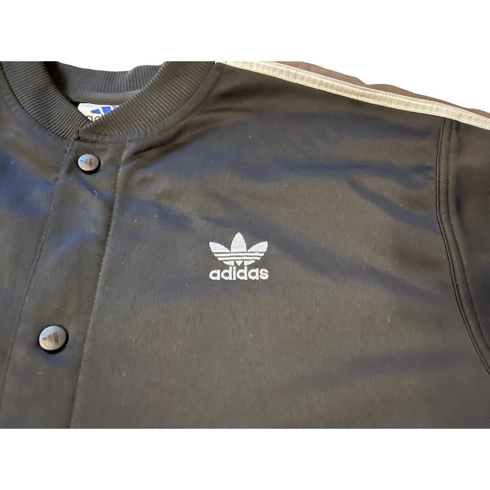 Vintage Adidas Shirt Medium Black Spartans Basketball Warm Up Shirt Snap On - Picture 3 of 9